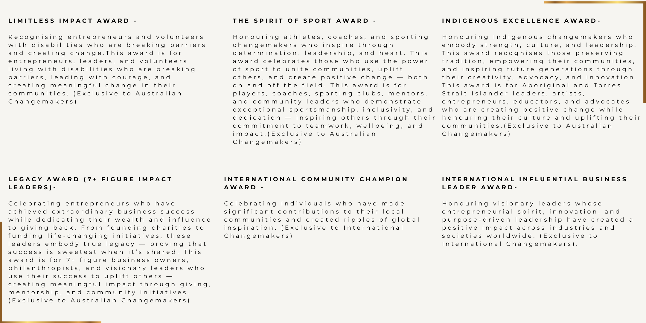 The Inspire Awards 2026 Categories continued